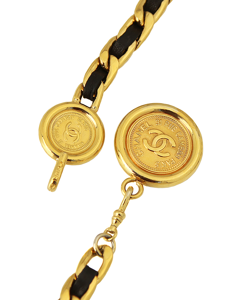 Chanel Chain And Leather Belt
