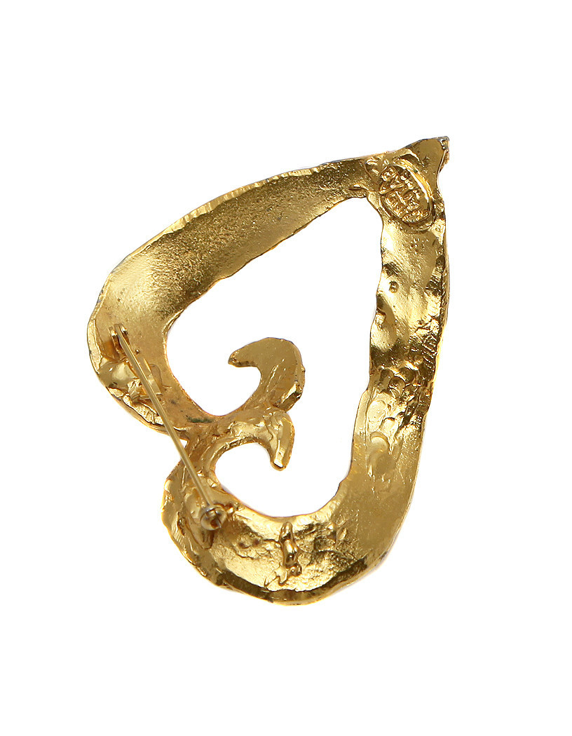 Broche Vintage Dorée Moderniste Linda Hattab - Bijou De Créateur - Occasion