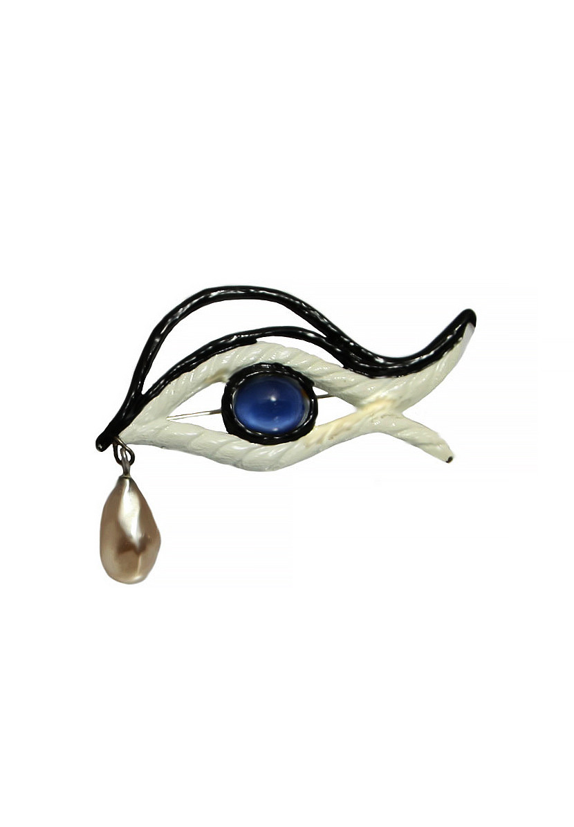 Broche œil Bleu Style Schiaparelli - Argenté En Aluminium, Bijou Personnalisé Neuf