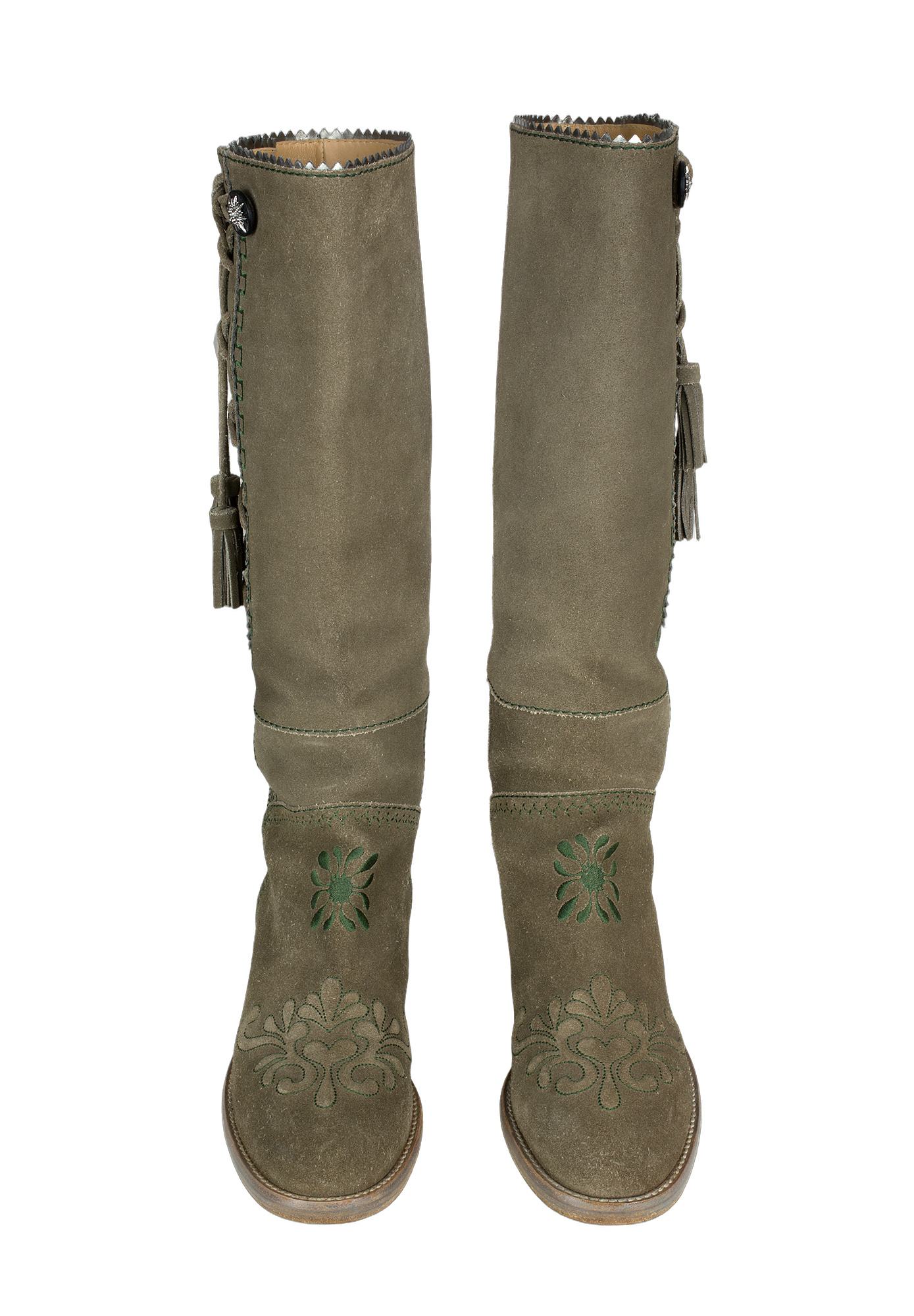 Chanel Green Suede Boots