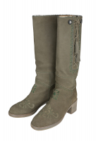 Chanel Green Suede Boots