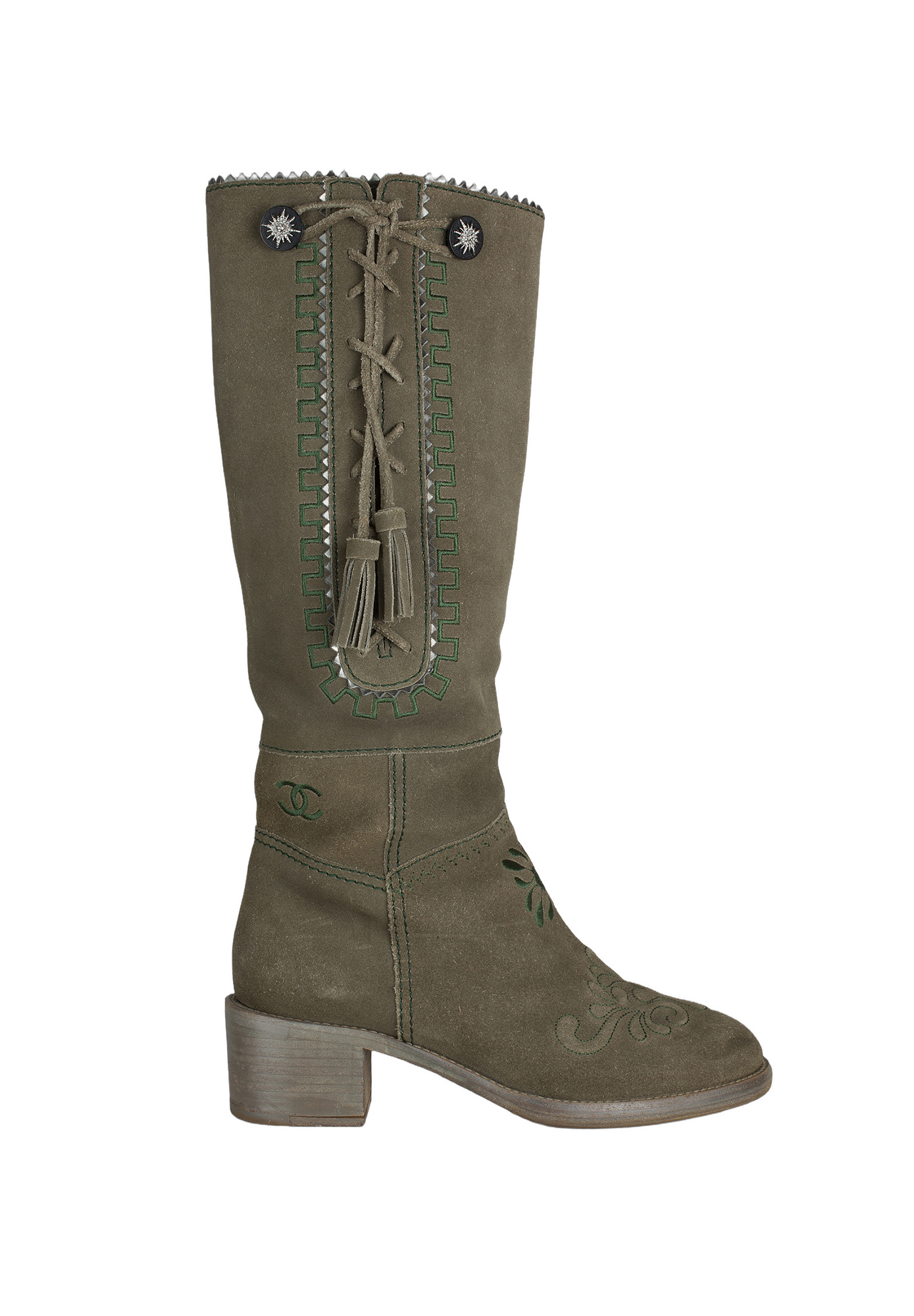 Chanel Green Suede Boots