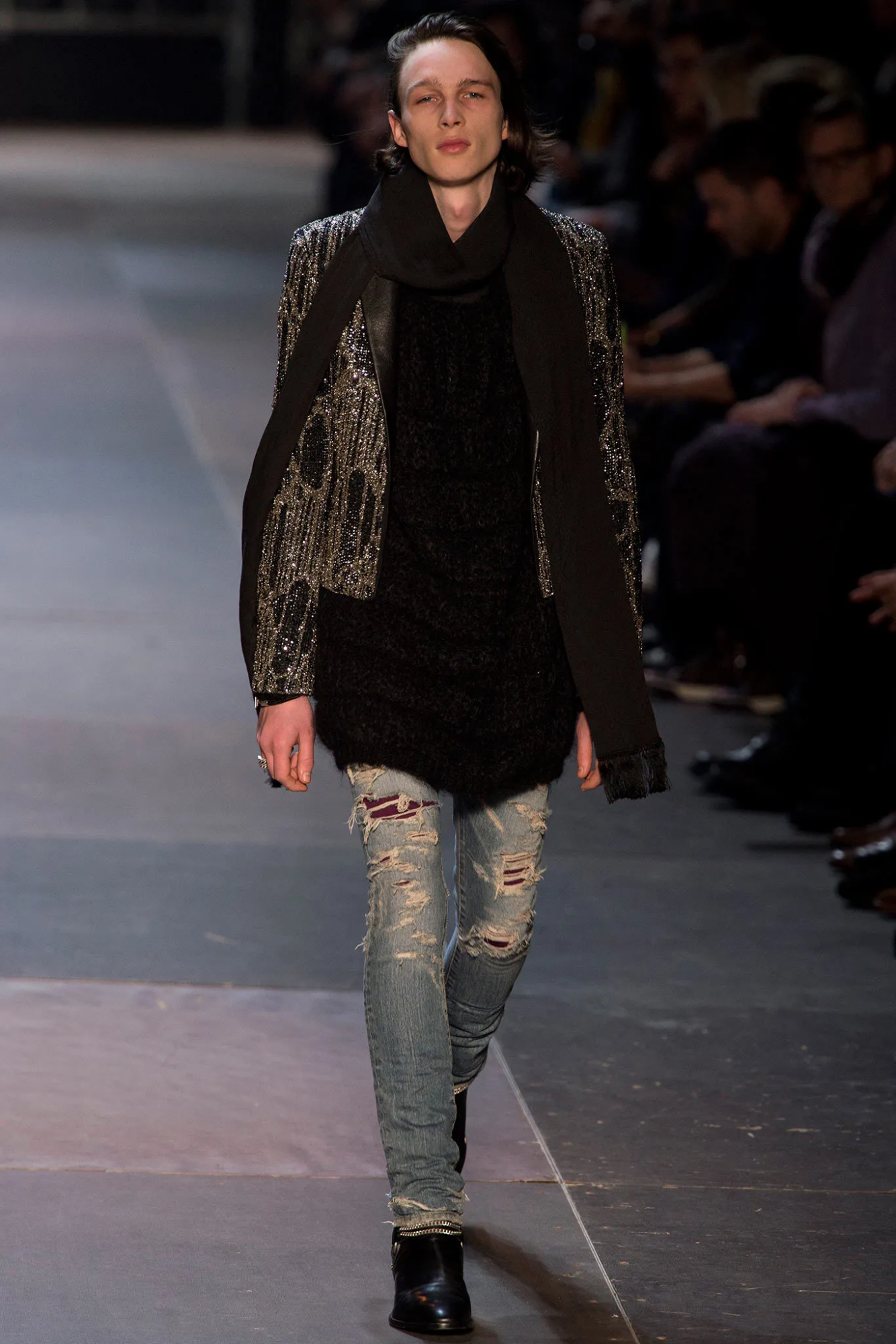 Light Blue Distressed Saint Laurent Jeans