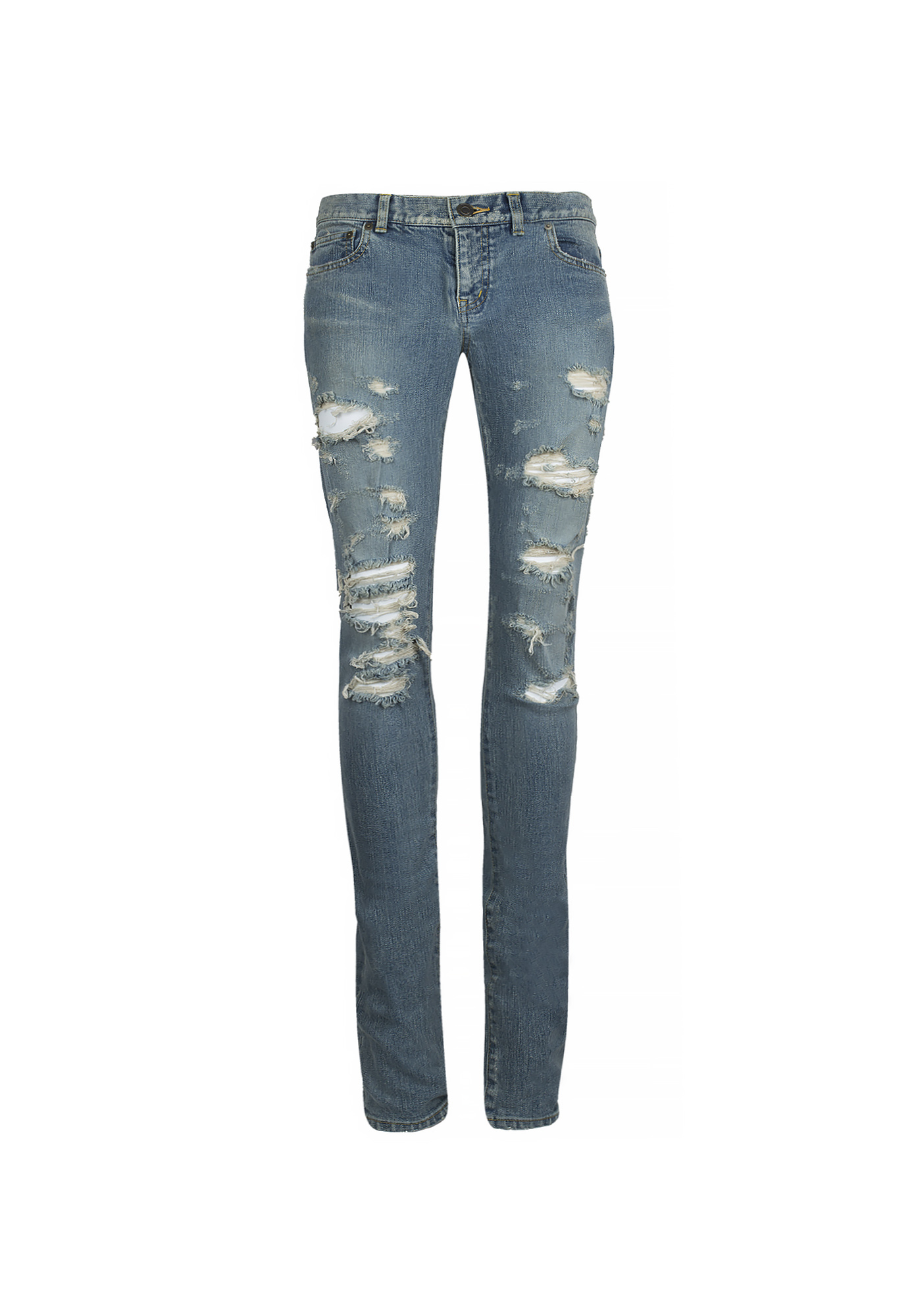 Light Blue Distressed Saint Laurent Jeans