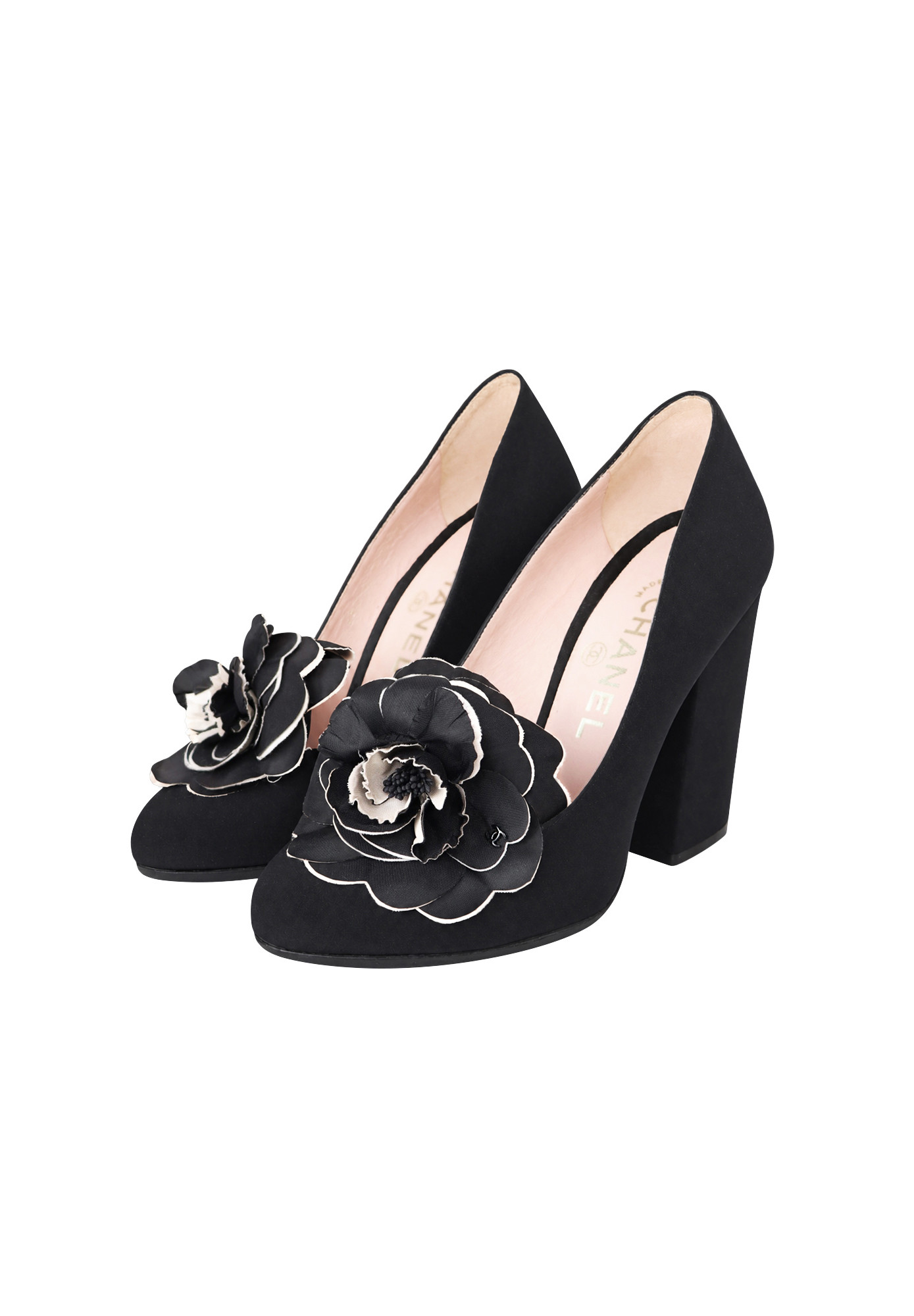 Chanel Camellia Block Heel Shoes