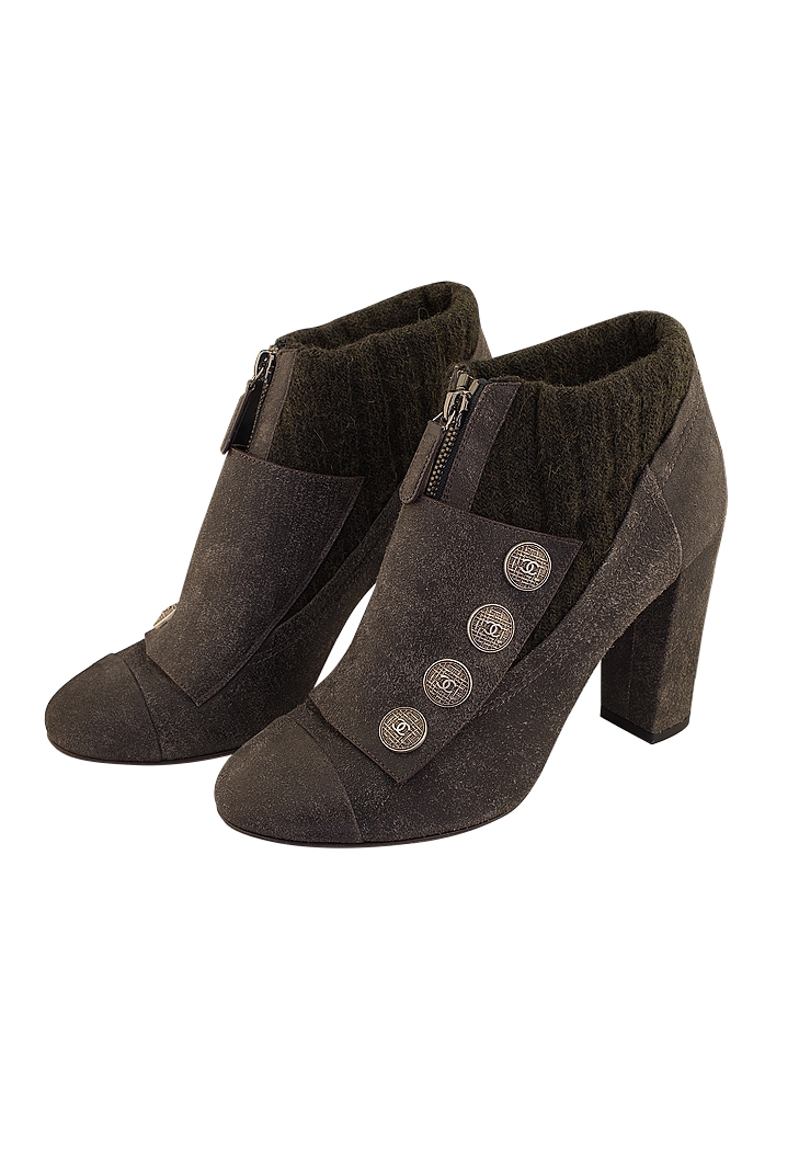 Chanel Grey Heel Boots