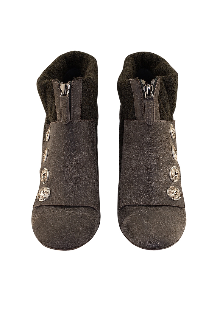 Chanel Grey Heel Boots
