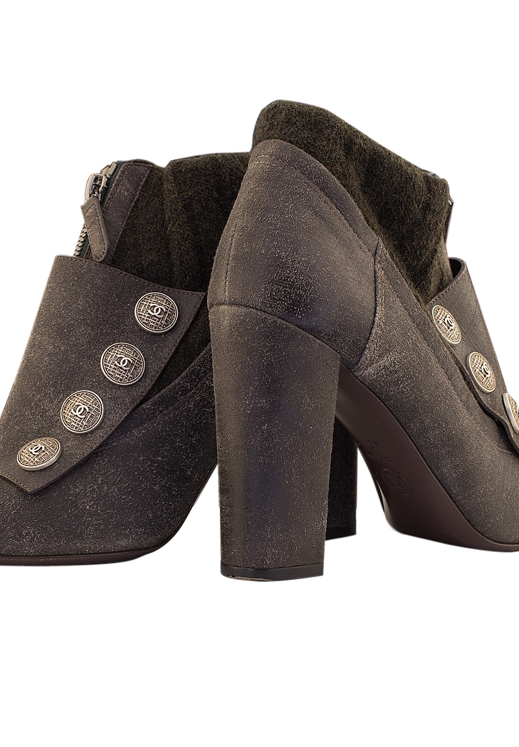 Chanel Grey Heel Boots