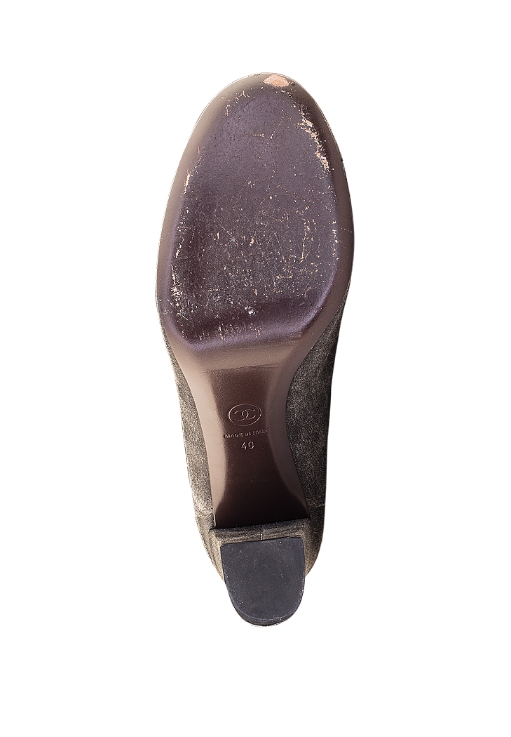 Chanel Grey Heel Boots