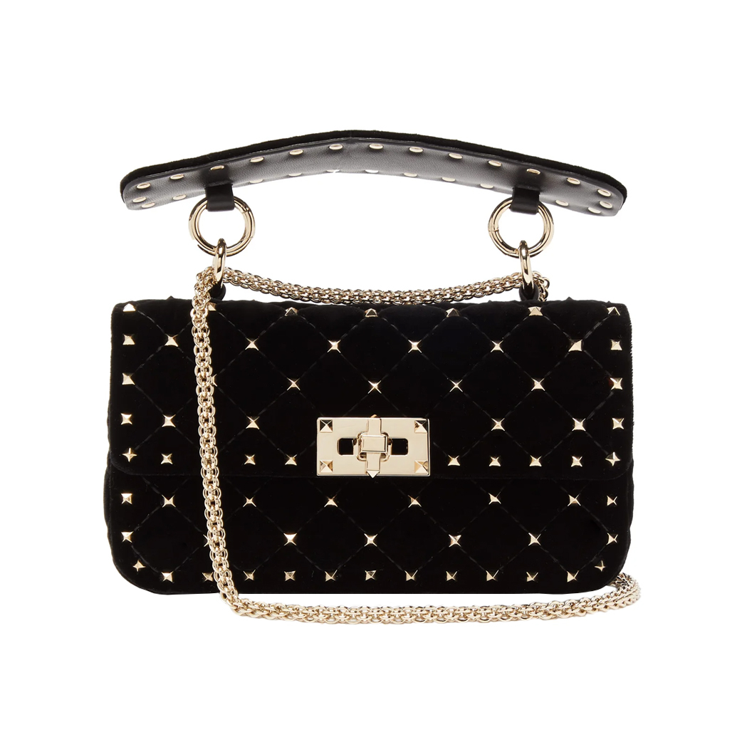 Valentino Rockstud Spike Velvet Quilted Bag