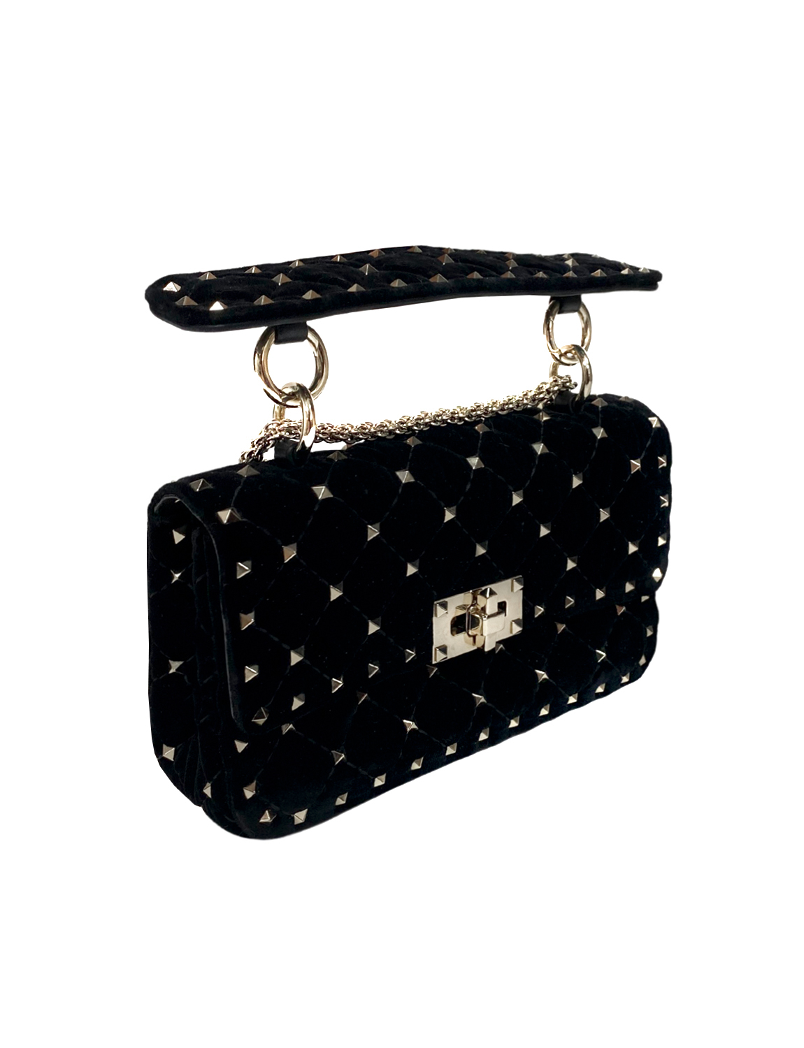 Valentino Rockstud Spike Velvet Quilted Bag