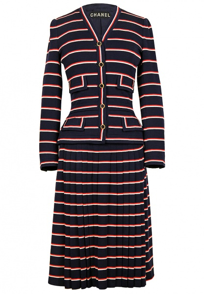 Chanel Haute Couture Striped Jersey Suit