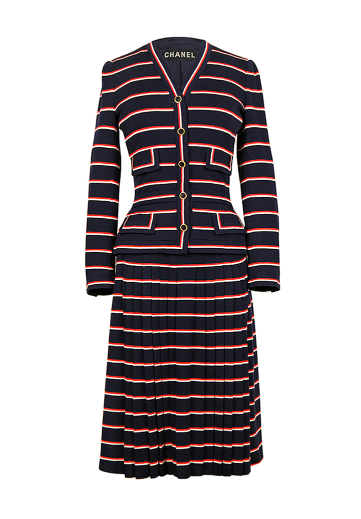 Chanel Haute Couture Striped Jersey Suit
