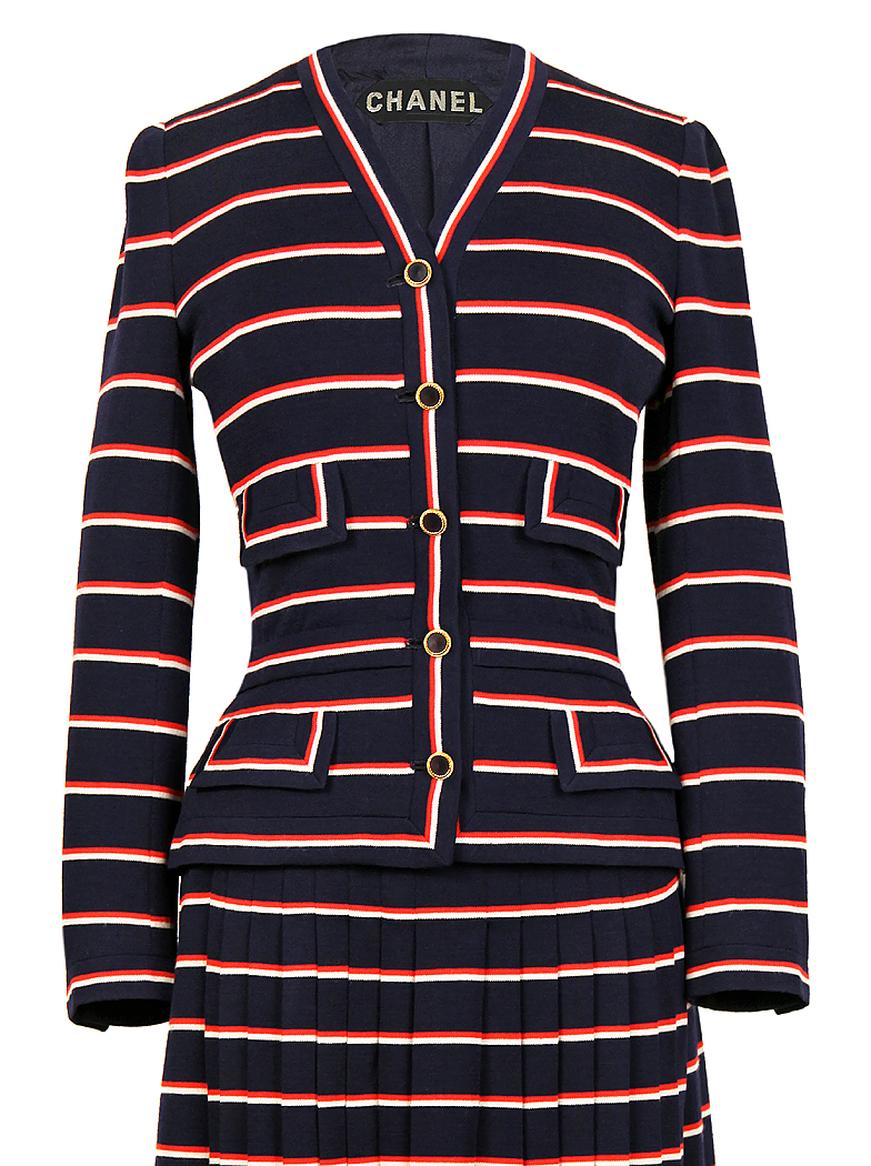 Chanel Haute Couture Striped Jersey Suit
