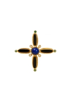 Black Cross Cabochon Brooch