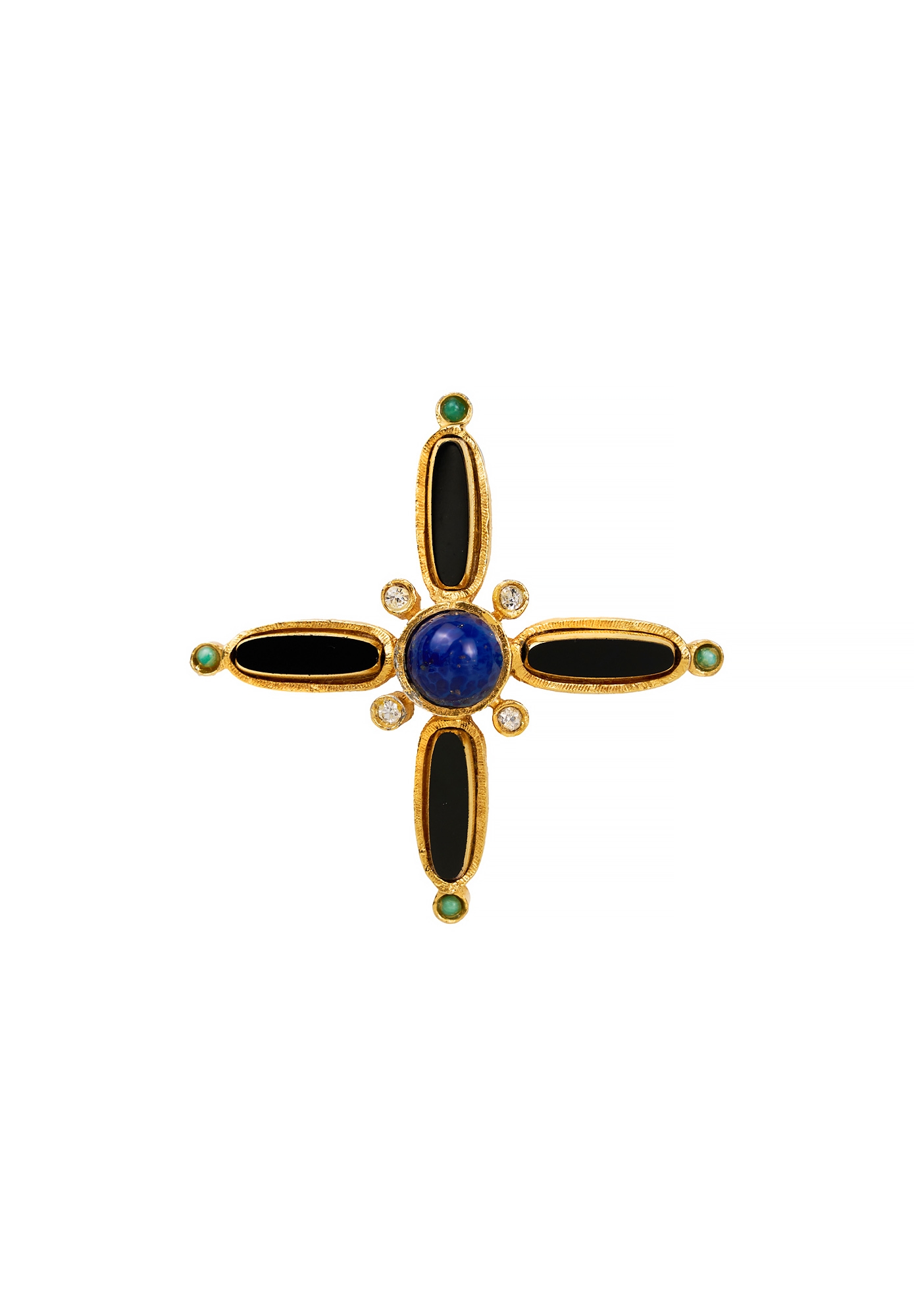 Black Cross Cabochon Brooch
