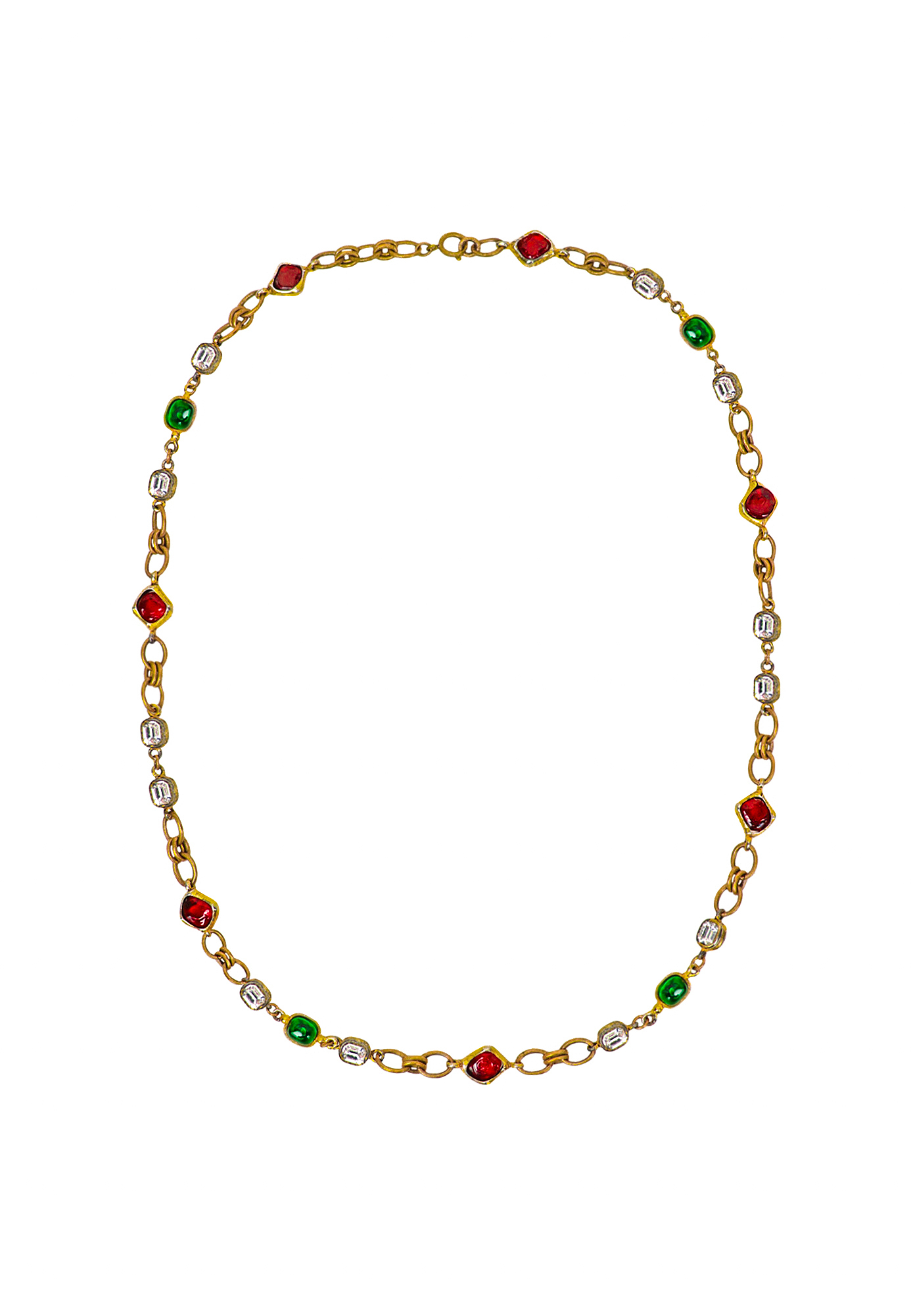 Chanel Chain Necklace With Gripoix Crystals