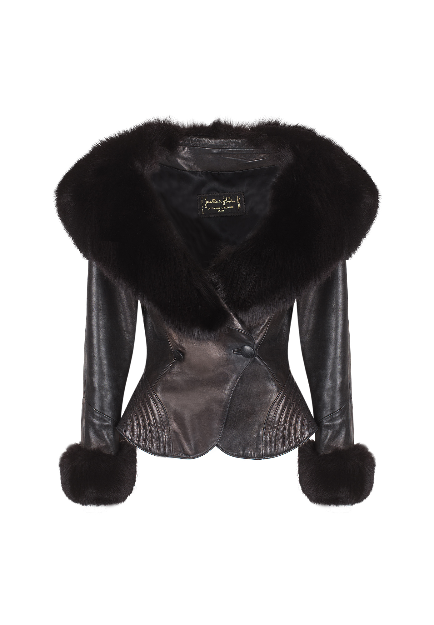 Jean-Claude Jitrois Black Leather Jacket With Fur Trim