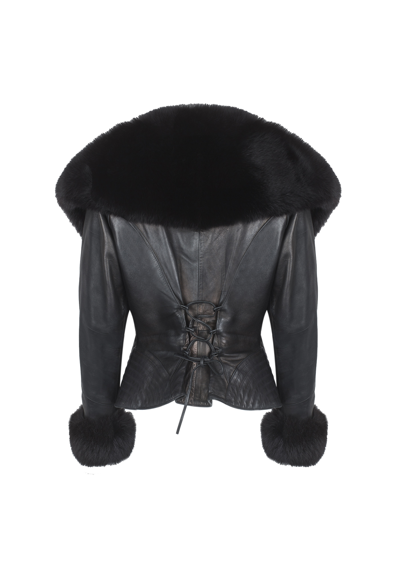 Jean-Claude Jitrois Black Leather Jacket With Fur Trim