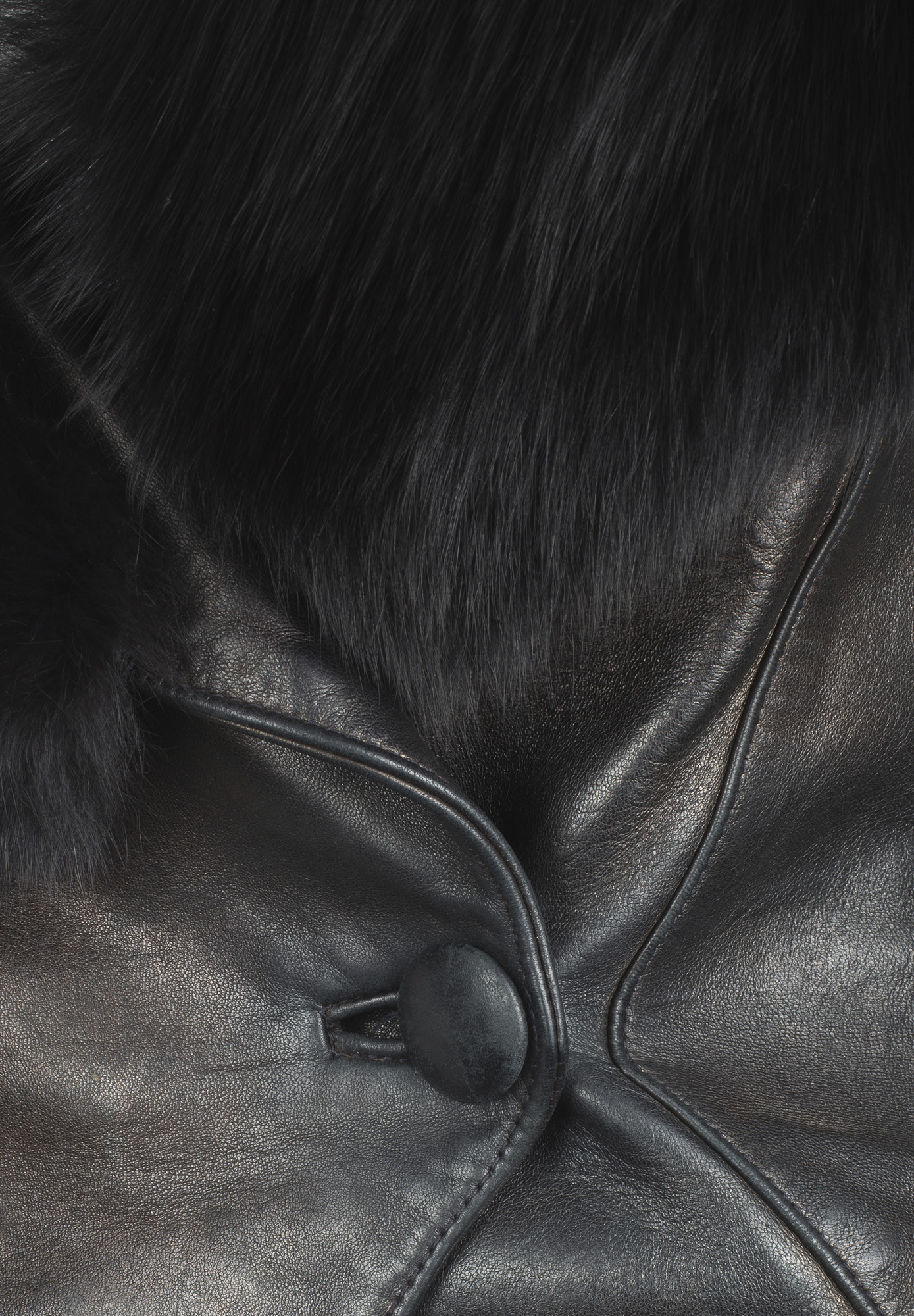 Jean-Claude Jitrois Black Leather Jacket With Fur Trim