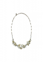 Silver Flower Necklace with Crystals