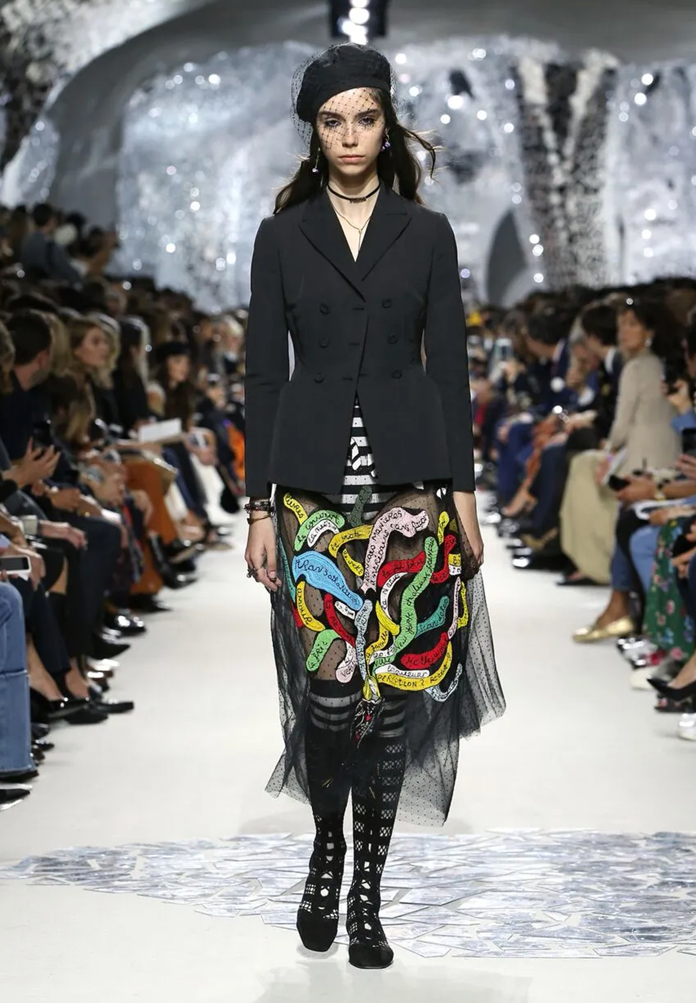 Christian Dior Black Skirt With Embroidery