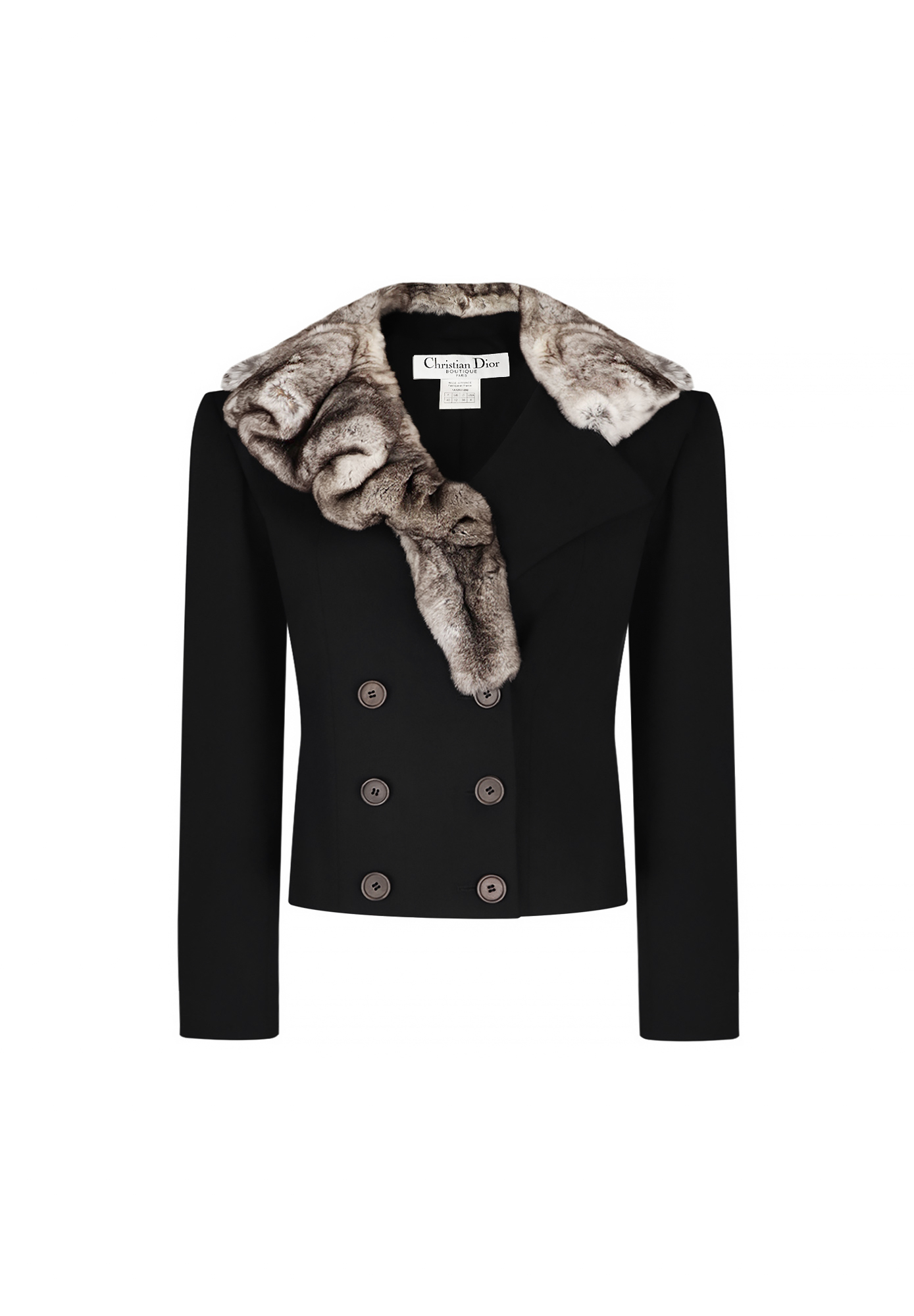Christian Dior Cropped Jacket With Fur Collar
