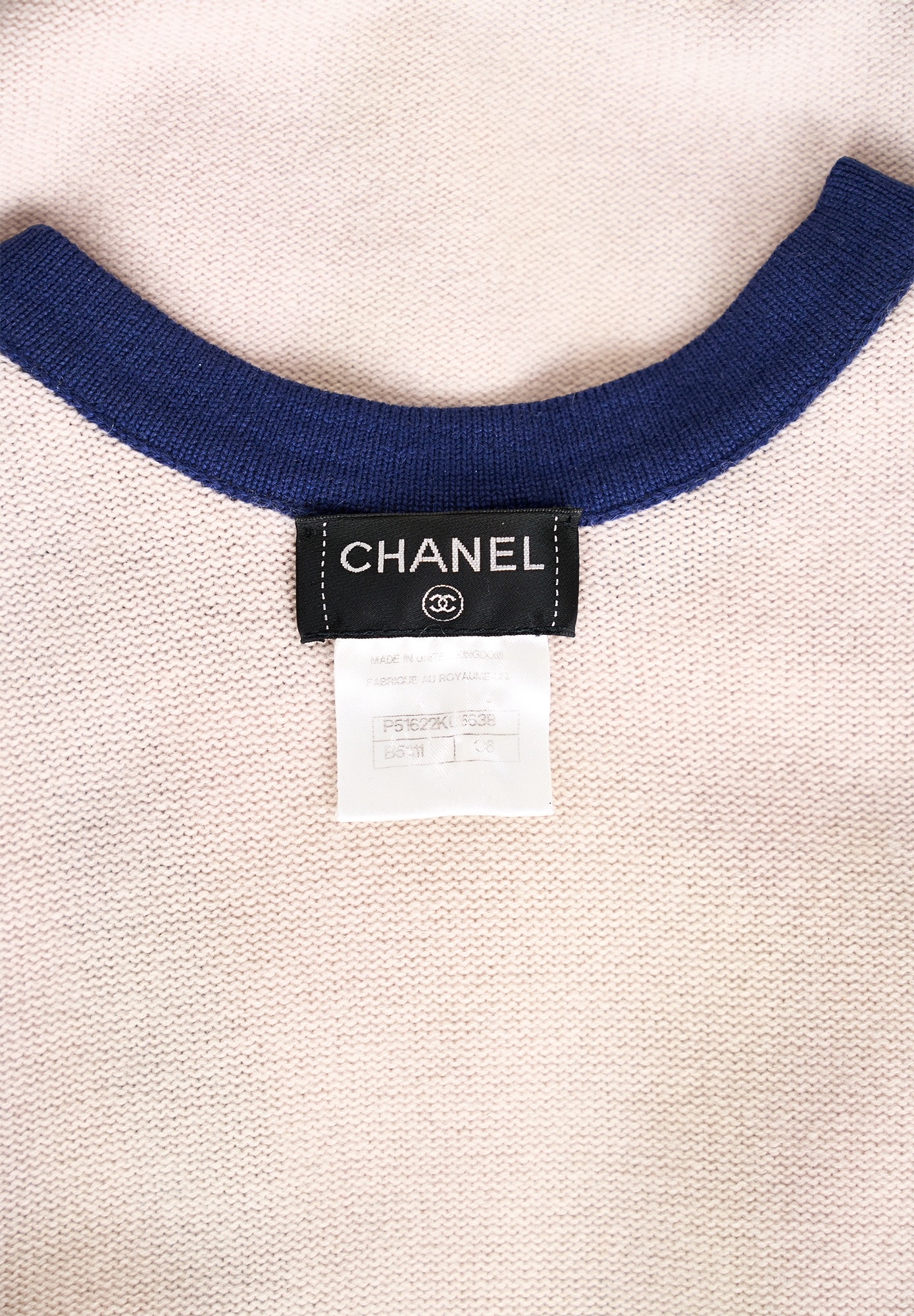 Chanel Cashmere Dress With Blue Trim