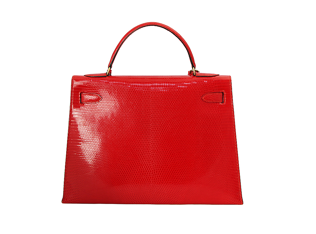 Hermès Kelly 32 Red Lizard Leather Bag