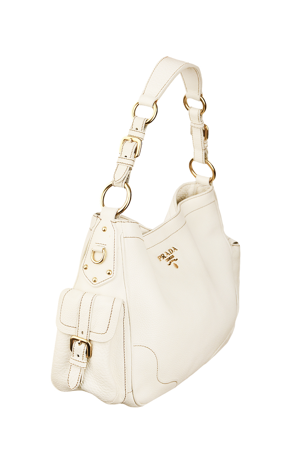 Prada Ivory Leather Shoulder Bag