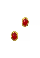 De Ligouro Golden Red Enamel Clip-on Earrings