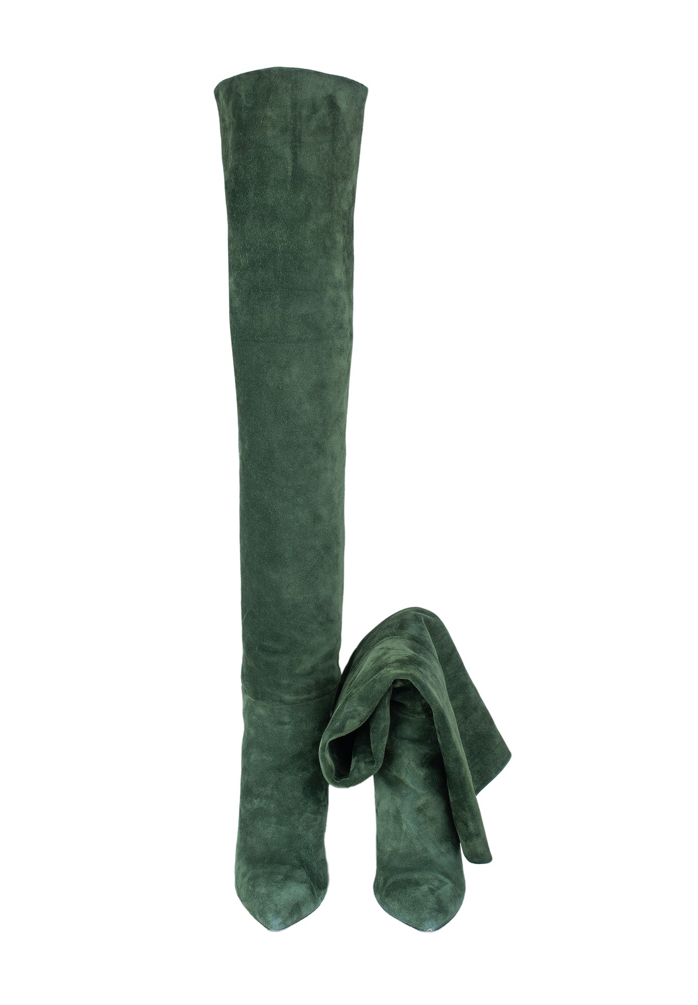 Saint Laurent Green Suede Over-The-Knee Boots