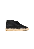 Black Leather Lace-Up Chanel Espadrilles