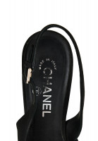 Chanel Black Shoes with a Pearl