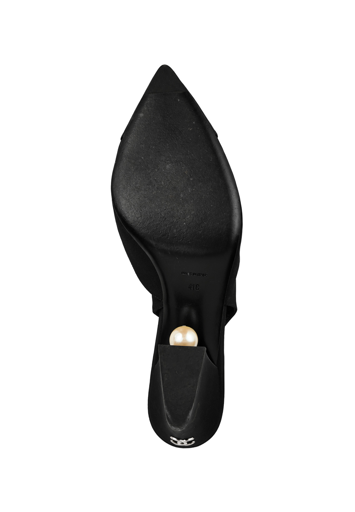 Chanel Black Shoes with a Pearl