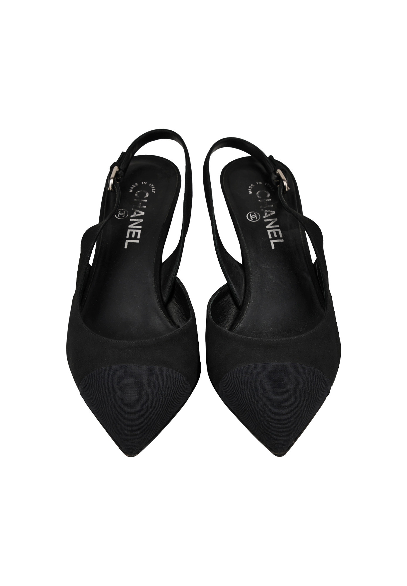 Chanel Black Shoes with a Pearl