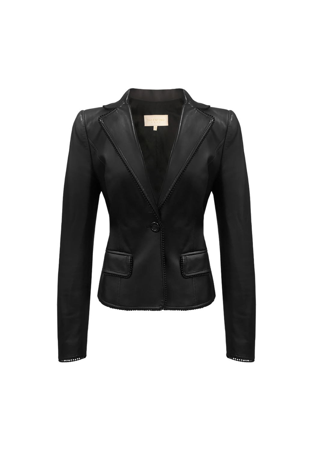 Valentino Black Trim Leather Jacket