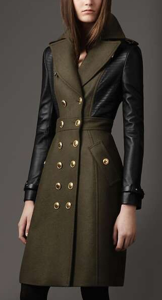 Burberry Dark Green Wool Coat