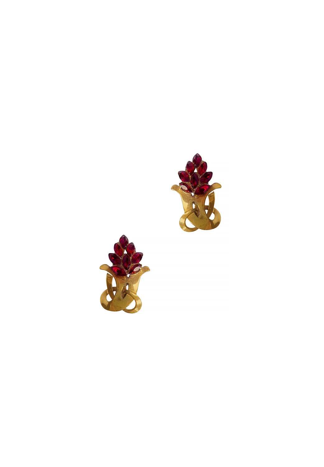 Red Crystals Clip-On Earrings