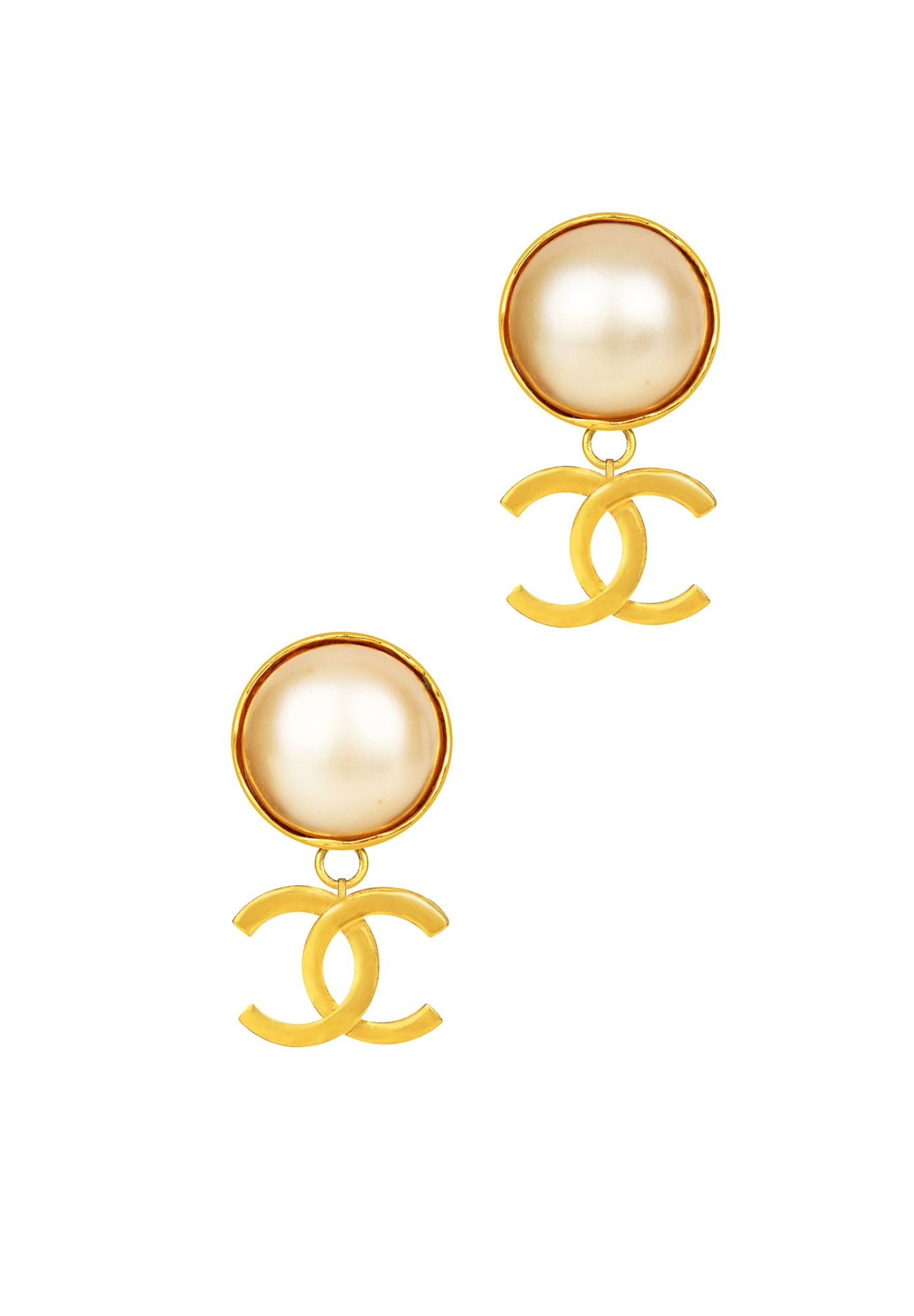 Chanel Pearl Clips With Logo