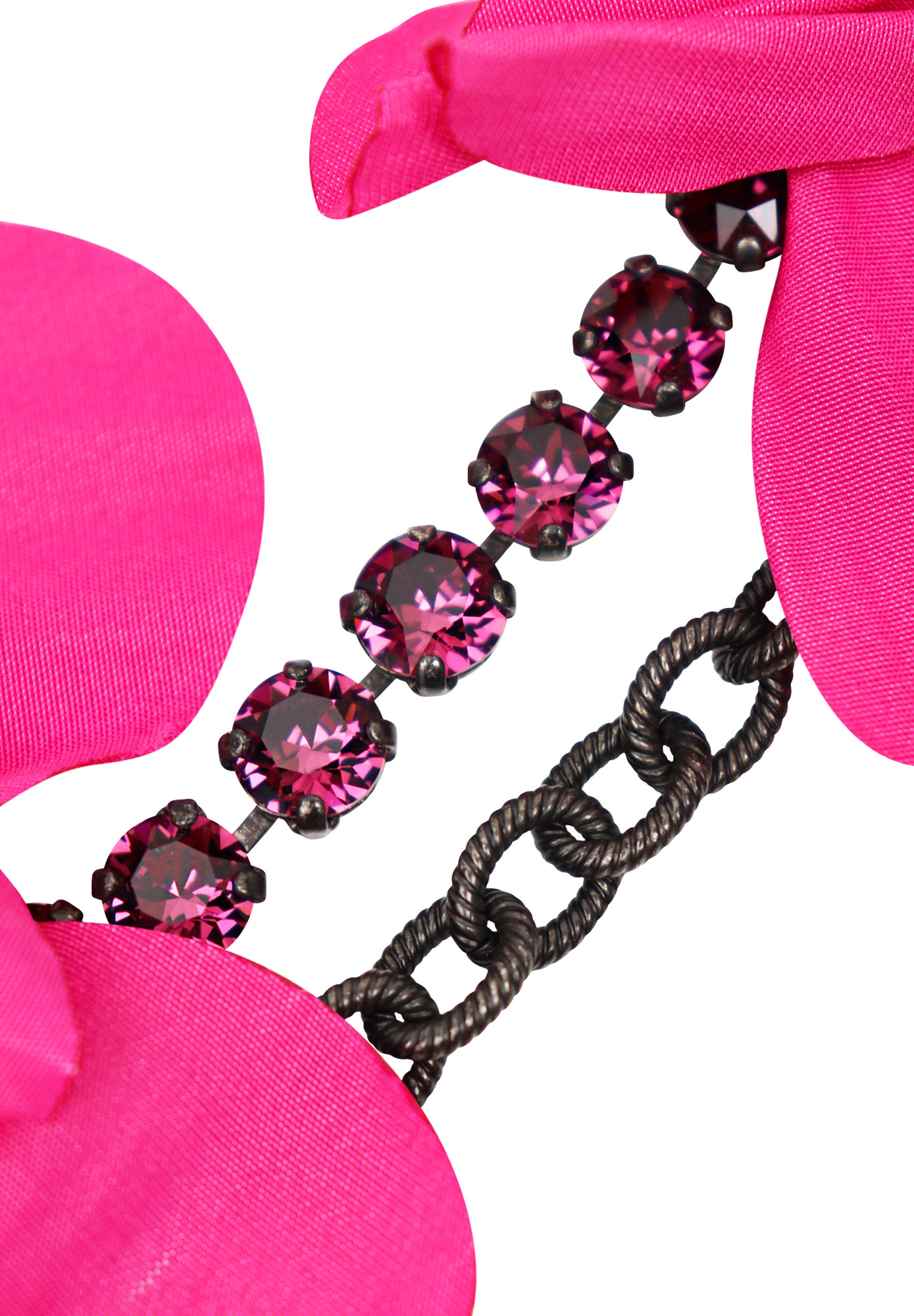 Lanvin Chain Necklace With Crystals And Flowers