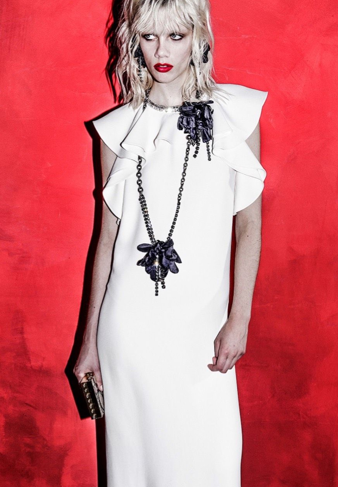 Lanvin Chain Necklace With Crystals And Flowers