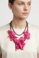 Lanvin Chain Necklace With Crystals And Flowers