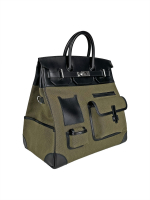 Hermès Cargo HAC Birkin 40 Noir Ever Calf & Khaki Toile Goeland Bag