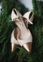 Beige Chanel Strappy Heels