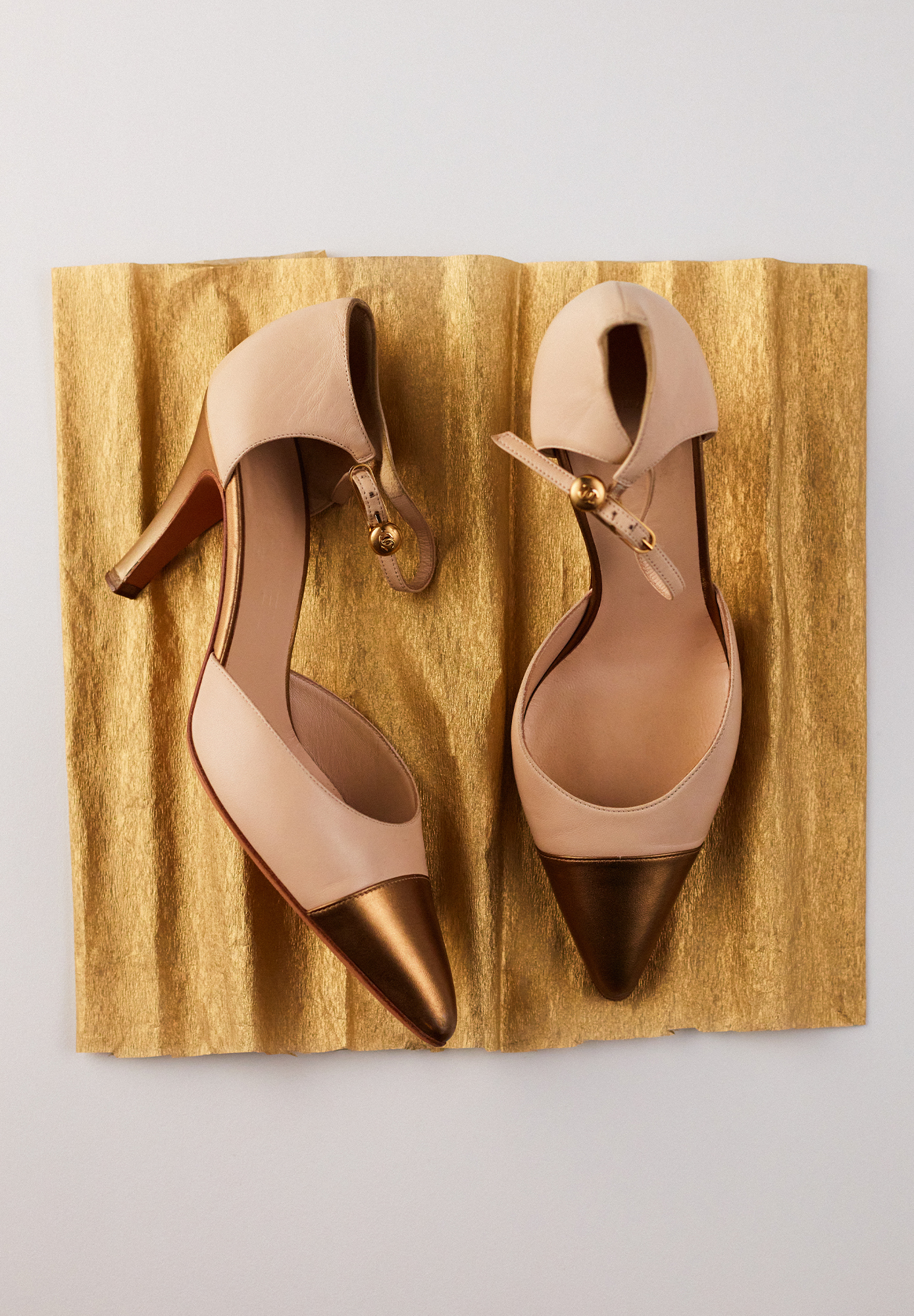 Beige Chanel Strappy Heels