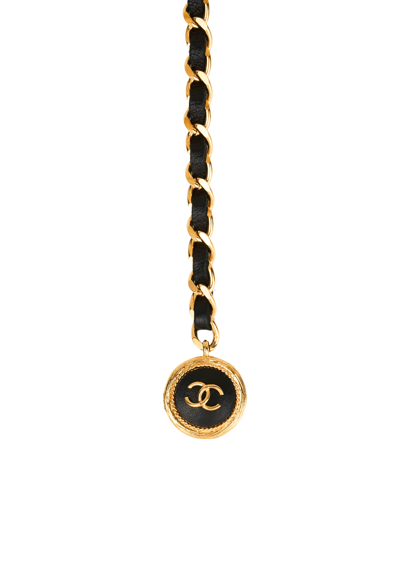 Chanel Gold Belt with Clover Pendant