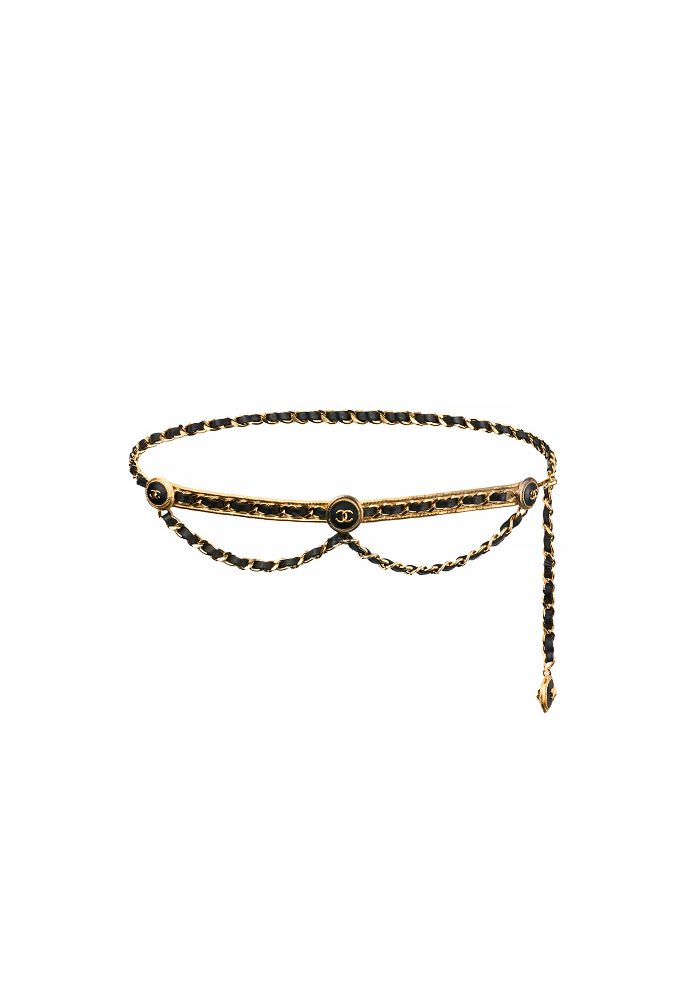 Chanel Gold Belt with Clover Pendant