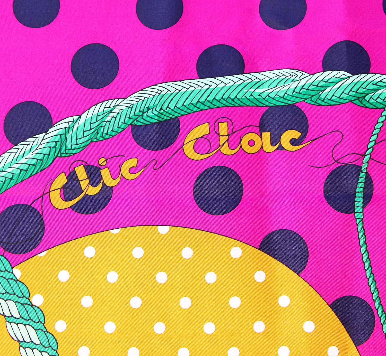 Hermès Clic-Clac a Pois Silk Scarf 140 cm
