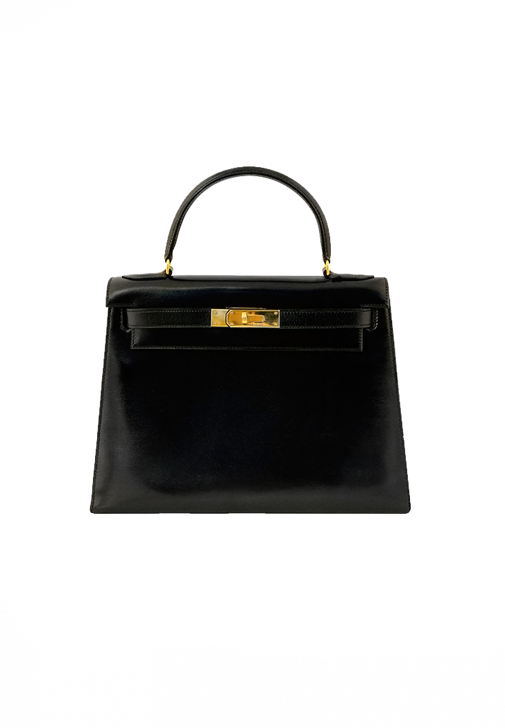 Hermès Kelly 28 Black Box Bag